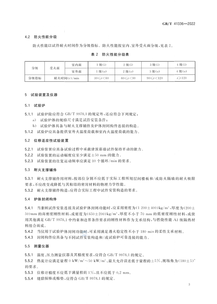 GB/T 41336-2022《建筑幕墻防火性能分級及試驗方法》全文公開
