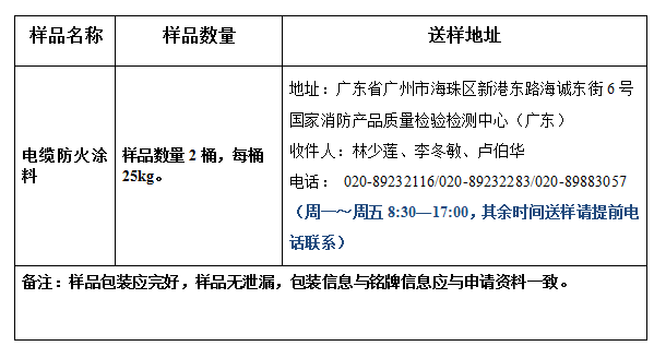 電纜防火涂料產品認證型式試驗業(yè)務辦理指南（廣東所）