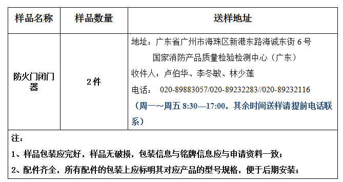 防火門閉門器產(chǎn)品認證型式試驗業(yè)務辦理指南（廣東所）