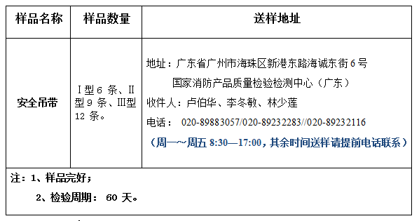 安全吊帶產品認證型式試驗業務辦理指南（廣東所）