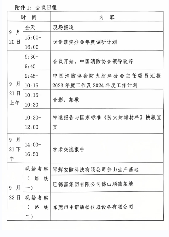 關于召開中國消防協會防火材料分會2024 年度委員工作會議暨學術交流年會的通知